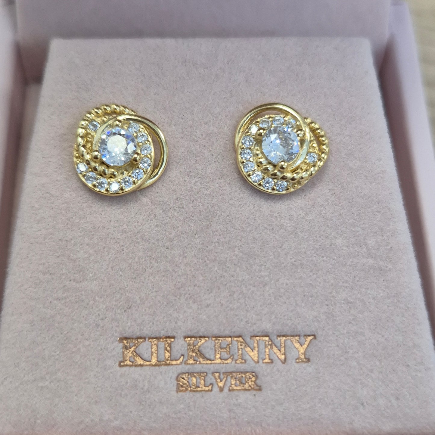 Twist YG Zirconia Stud Earring – E1736