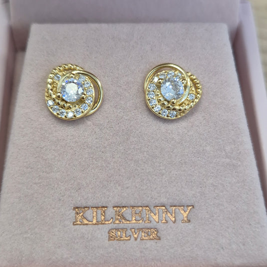 Twist YG Zirconia Stud Earring – E1736