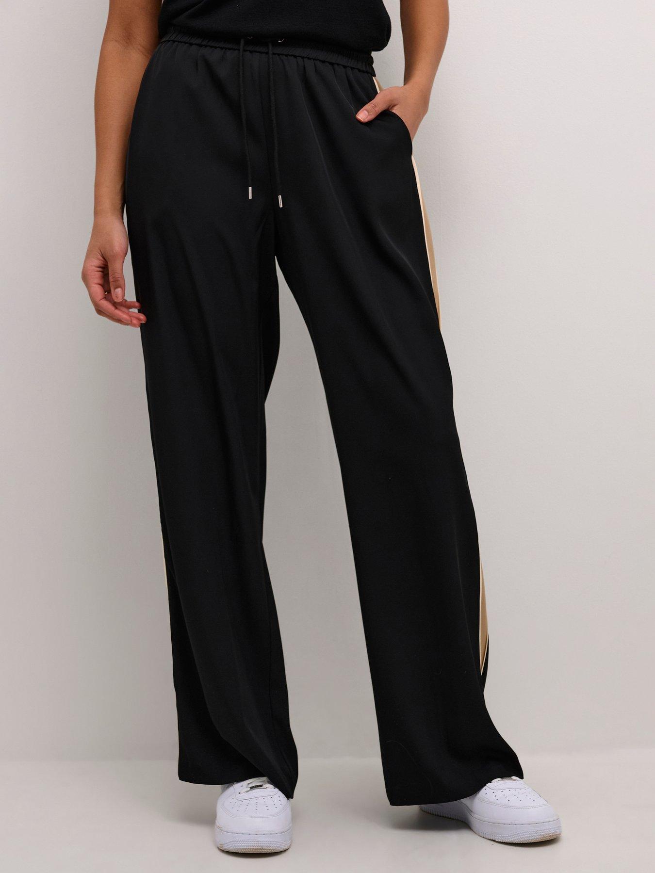 PINNS Elaine Trouser 643T BLACK/TAUPE, 30" WIDE LEG WITH SIDE TAPE FEATURE