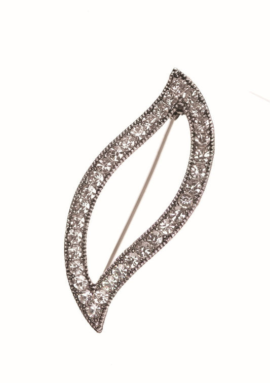 Flame Frame - Antique Silver/Clear Crystals Brooch