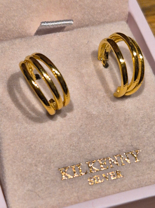 Gold tri hoop earrings E1956