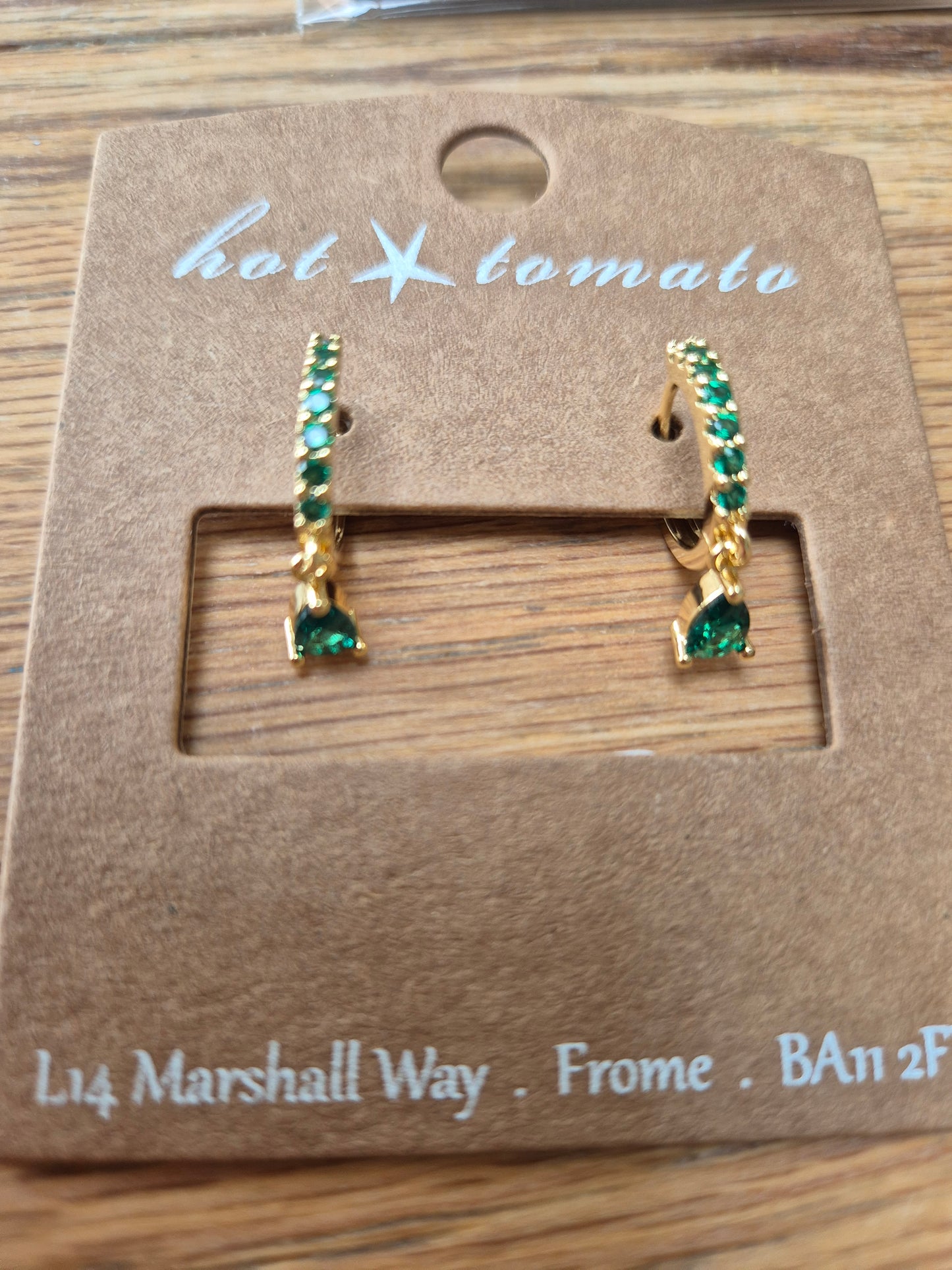 Tiny Tears drop earrings - Lincoln Green Zircon / Gold