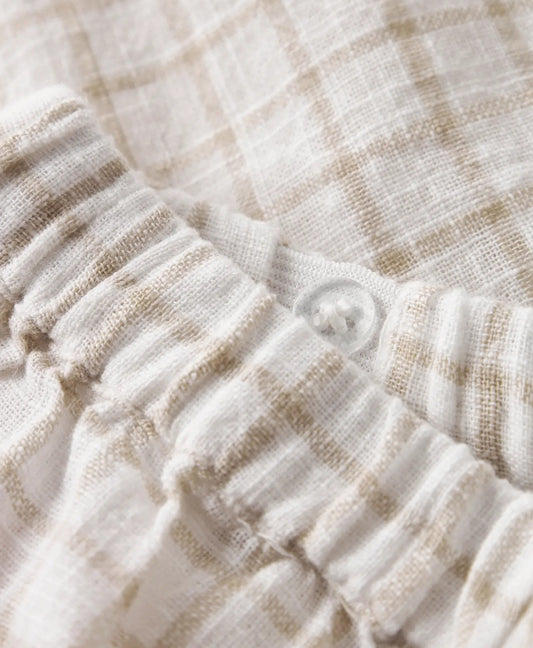 REGULAR FIT TROUSERS WHITE & TAN CHECK LIGHT WEIGHT