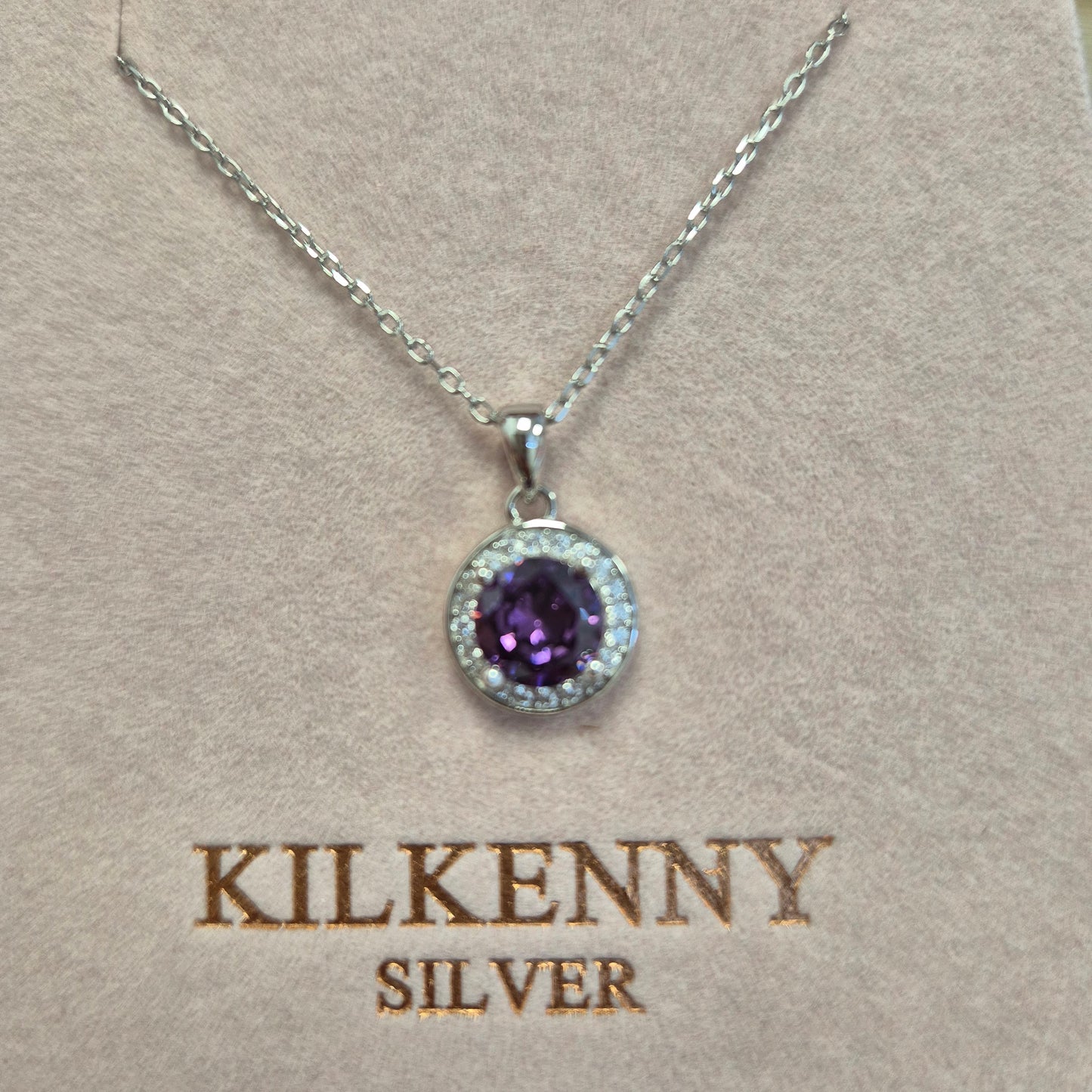 Single stone amethyst silver necklace L2410