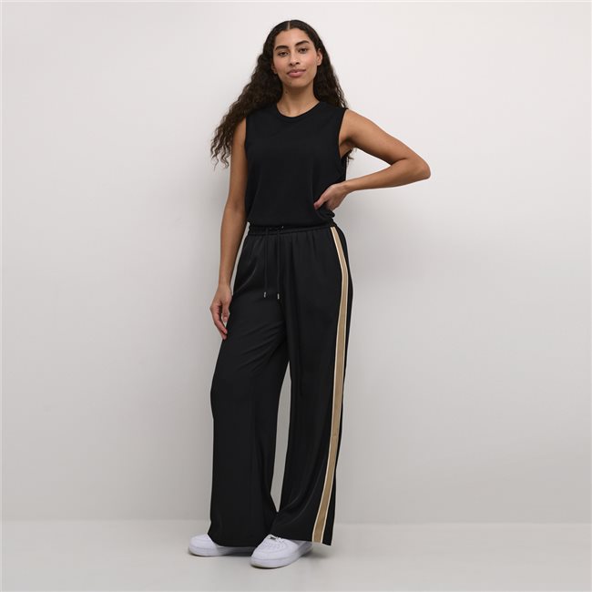 PINNS Elaine Trouser 643T BLACK/TAUPE, 30" WIDE LEG WITH SIDE TAPE FEATURE