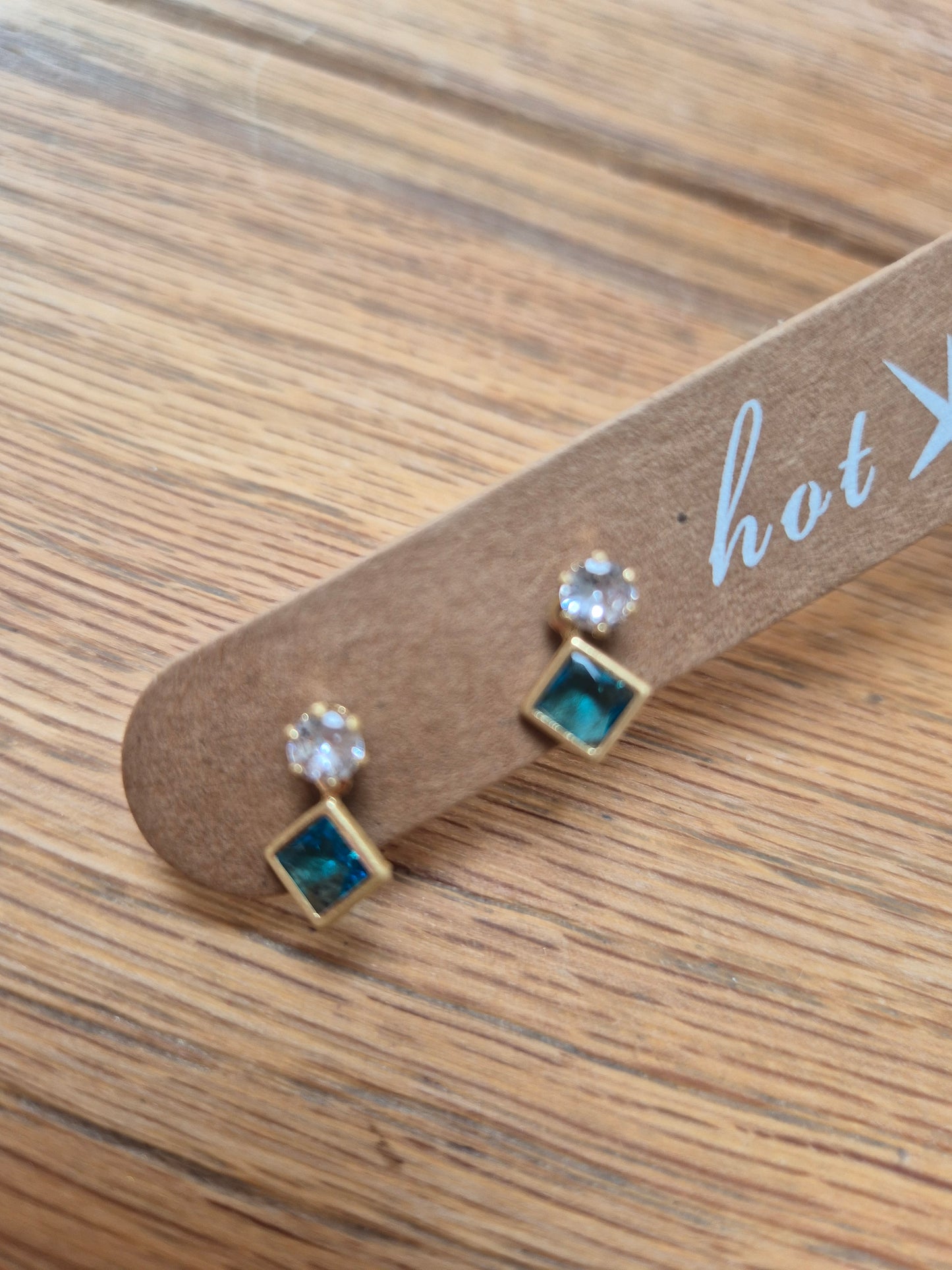 Crystal studs - with petrol stone earrings