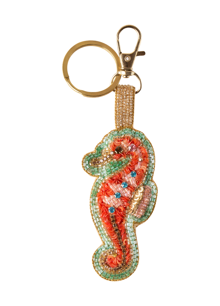 BEADED KEYRING - SPARKLING SEAHORSE