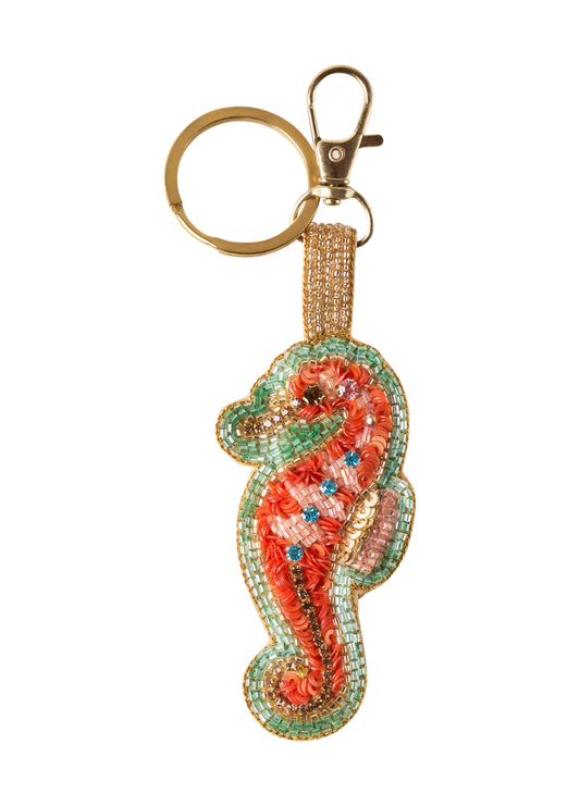 BEADED KEYRING - SPARKLING SEAHORSE
