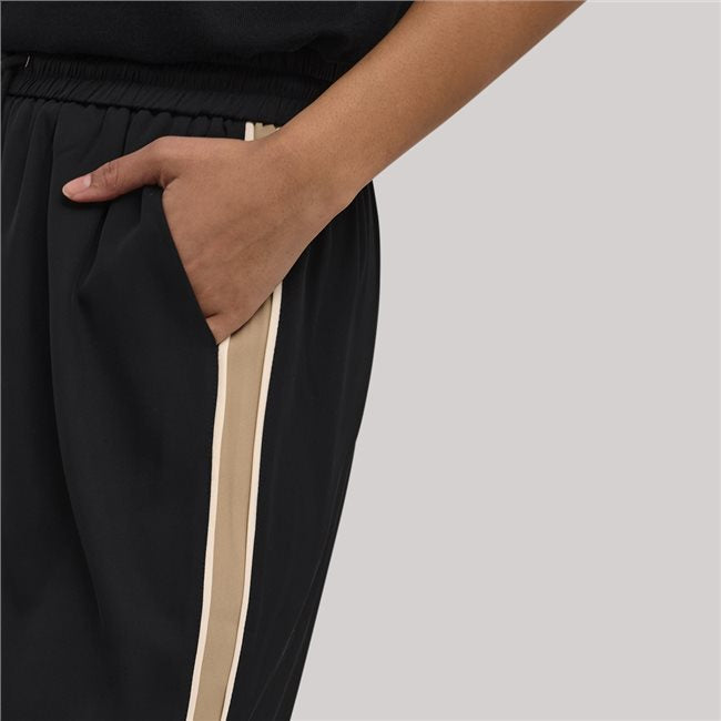 PINNS Elaine Trouser 643T BLACK/TAUPE, 30" WIDE LEG WITH SIDE TAPE FEATURE