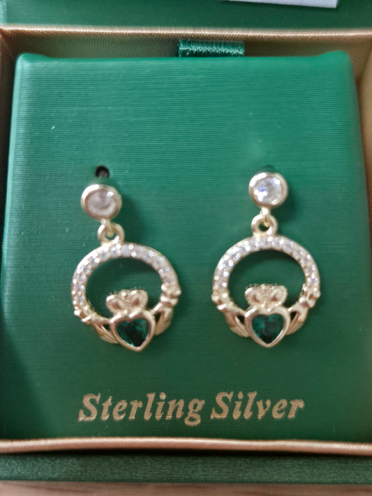 CLADDAGH DIMANTE DROP WITH EMERALD STONE