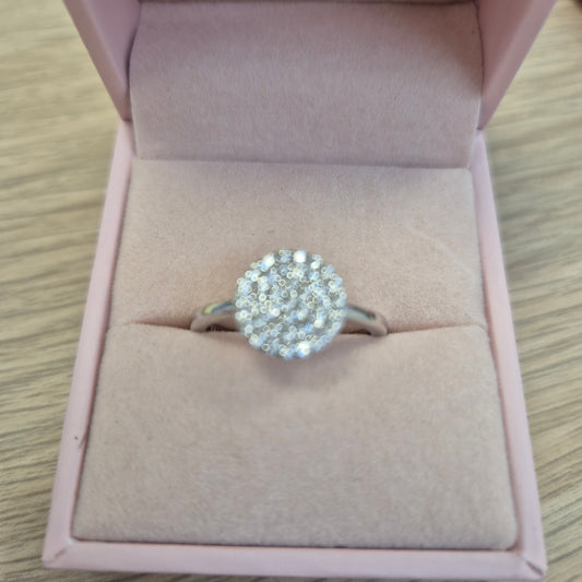 Silver dimante disc ring R2263