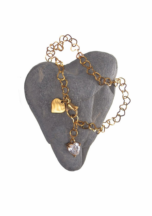 Heart 2 Heart - Zircon / Stainless Steel W/18k Gold bracelet