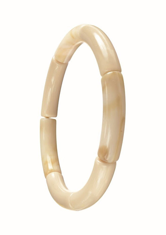 Tubular Resin Elasticated Bangle - Stone Marble