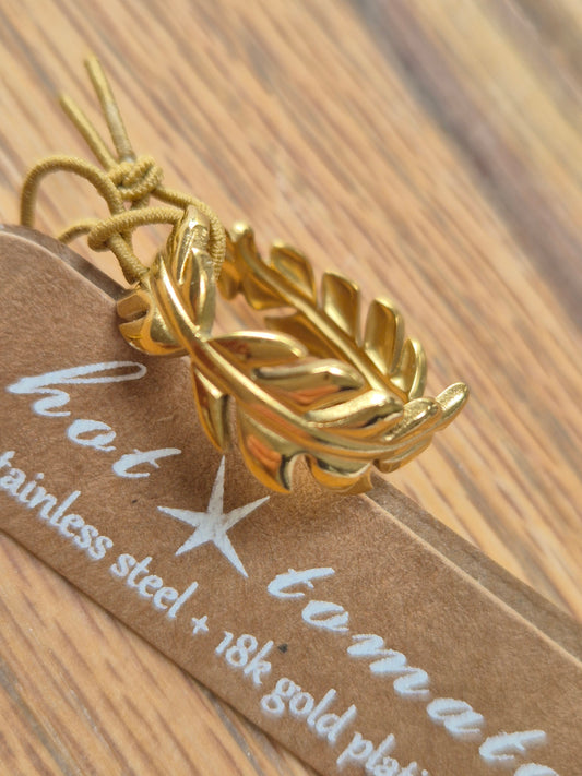 Fern feather adjustable ring