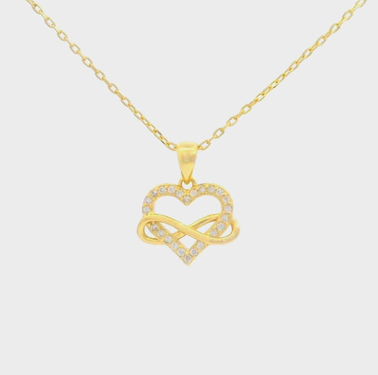 Elegant Heart Infinity Necklace – Yellow Gold