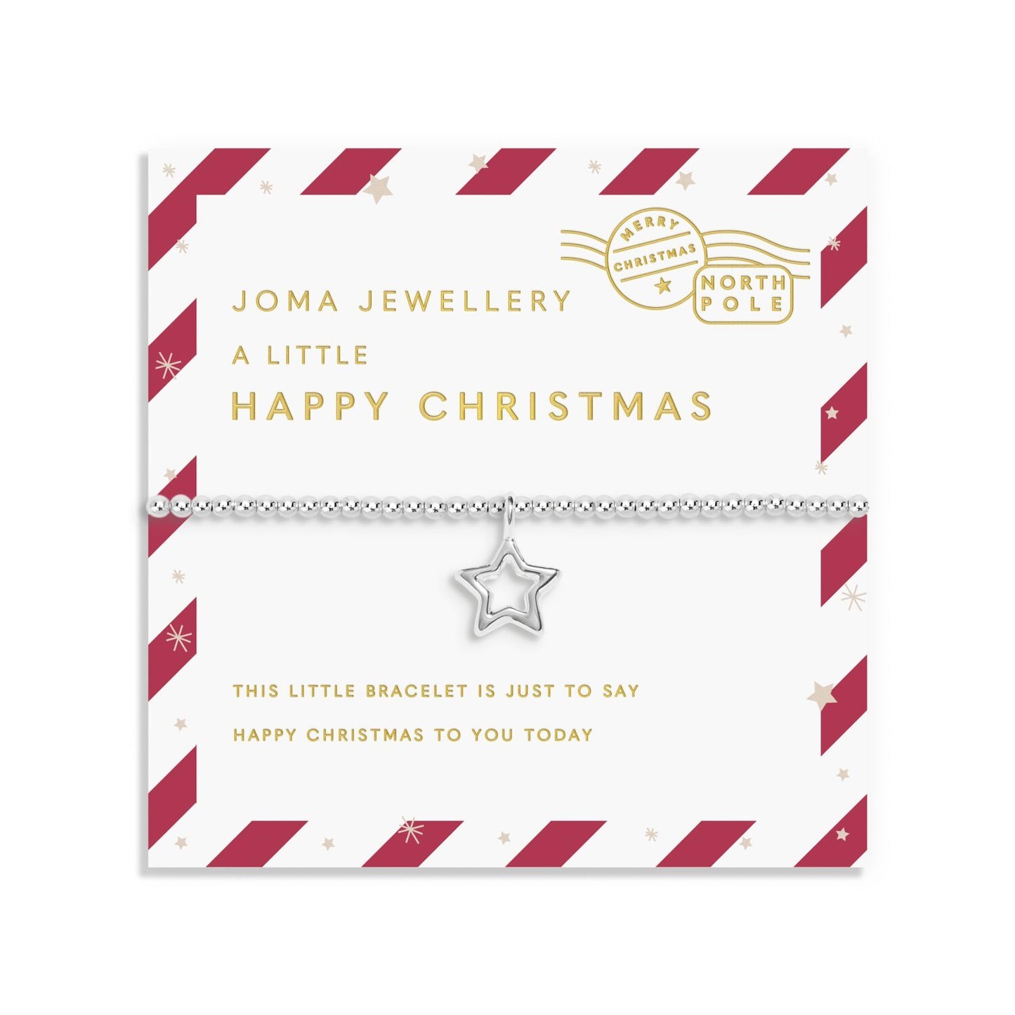 Kids' Stocking A Little 'Happy Christmas' Bracelet And Hair Clips Gift Set In Silver Plating