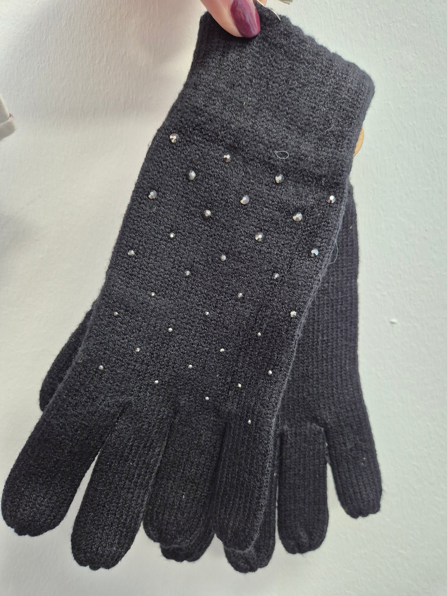 Black embellished gloves