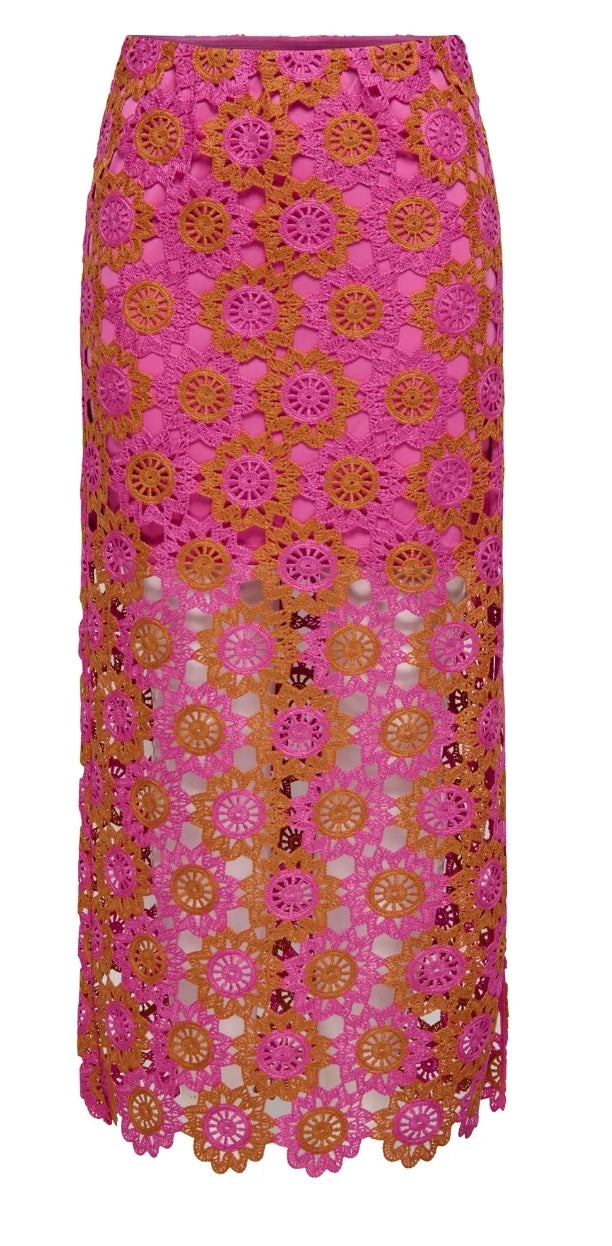 Yvonne crochet pink skirt