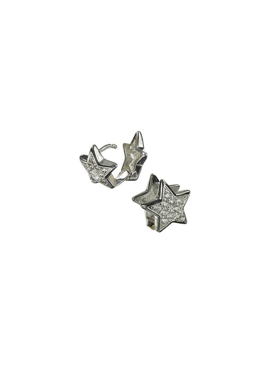 Star Clip Studs (pierced) - Silver/Clear