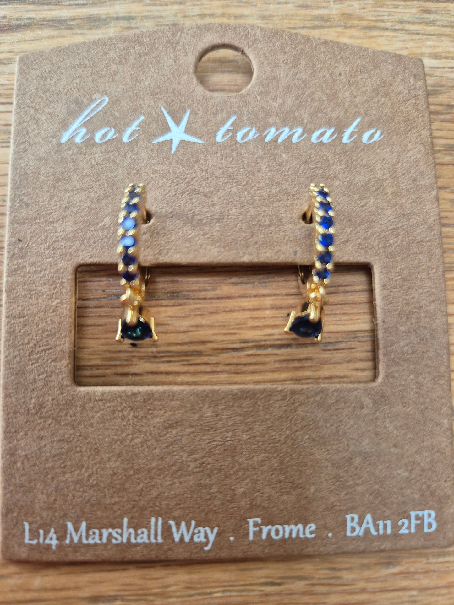Tiny Tears drop earrings - Blue Zircon / Gold