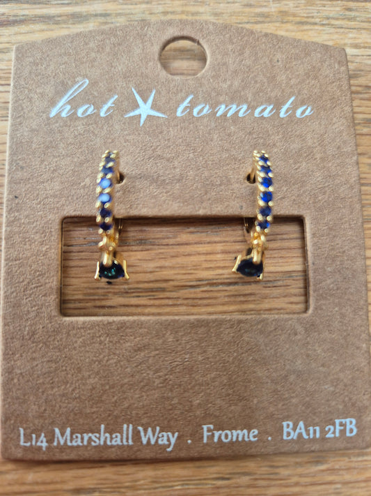 Tiny Tears drop earrings - Blue Zircon / Gold