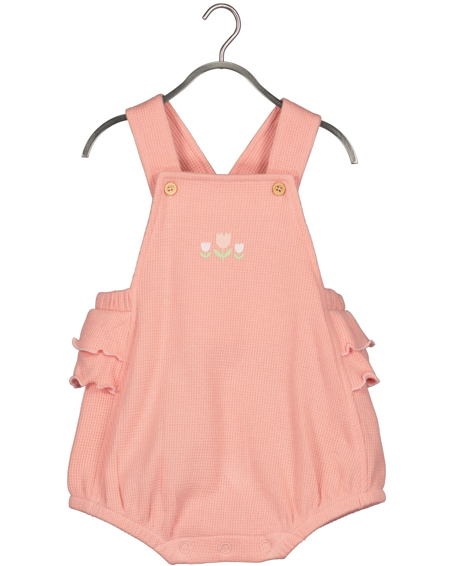 Coral tulip romper and white top girls 2 piece set