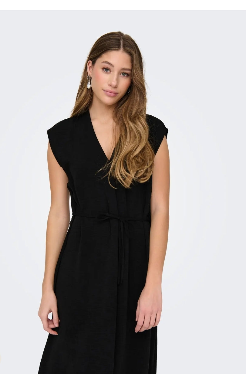 JDYDIVYA LIFE S/L MIDI DRESS WVN DIA BLACK