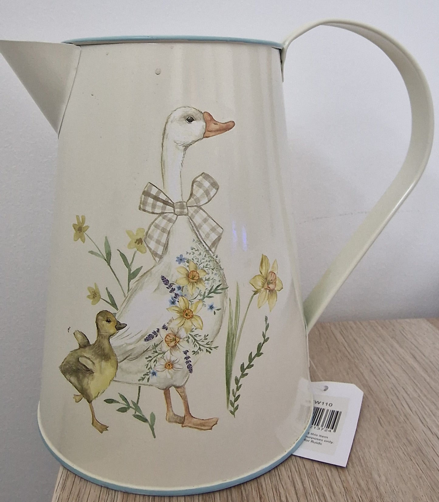 GEESE WITH FLOWERS METAL JUG DECORATIVE USE ONLY