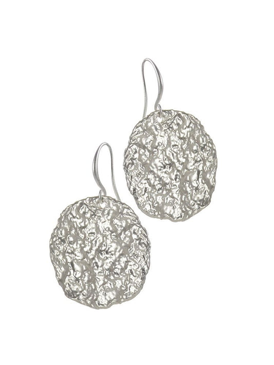 Waning Moon - Matte Silver Earrings