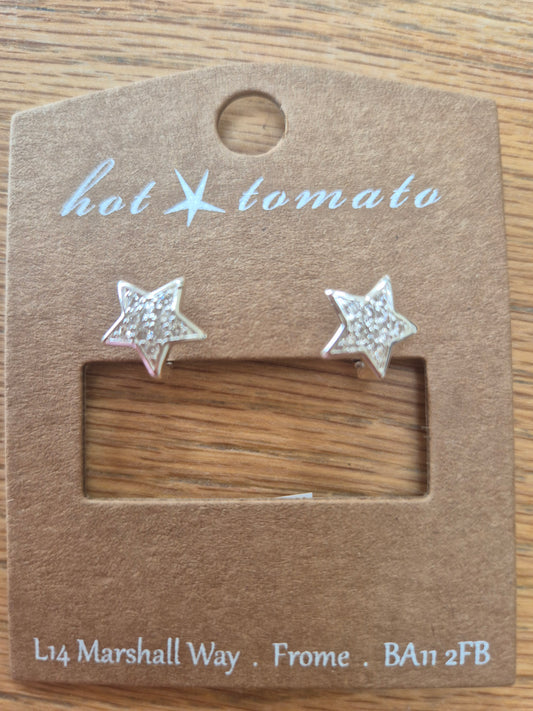Star Clip Studs (pierced) - Silver/Clear