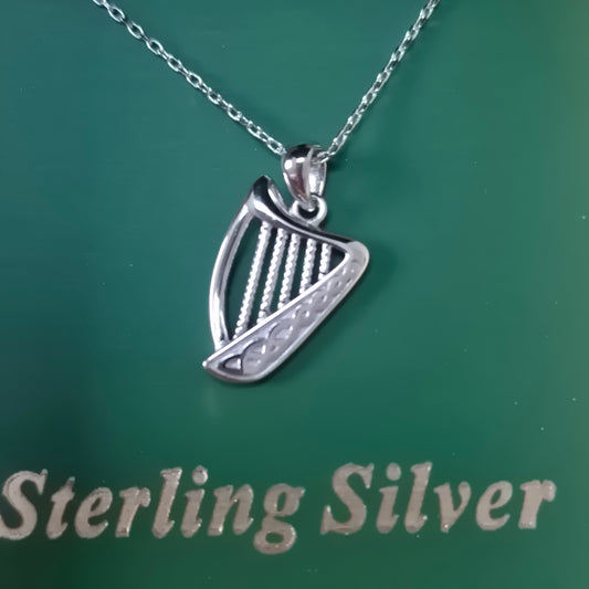 Celtic gold harp necklace