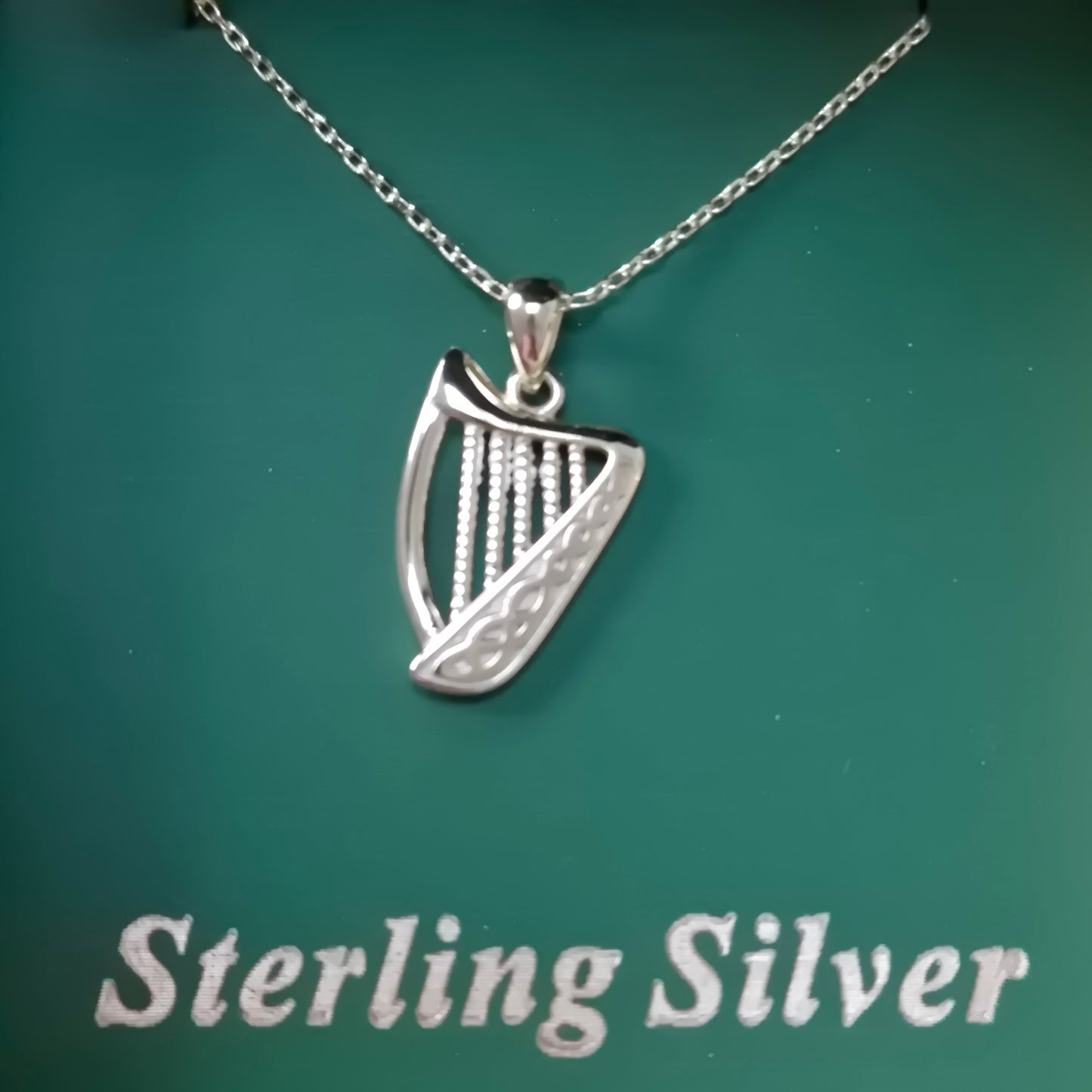 Celtic gold harp necklace