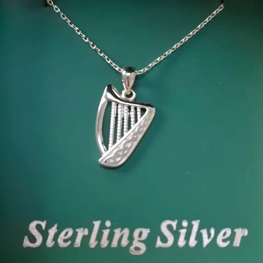 Celtic gold harp necklace