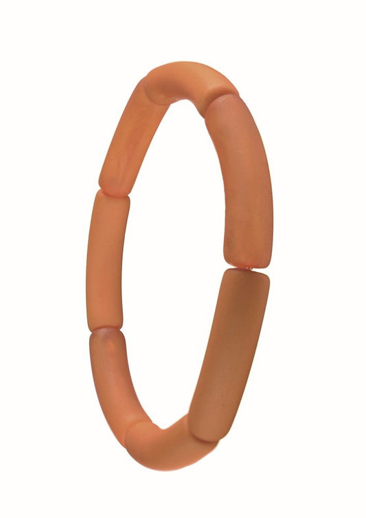 Tubular Resin Elasticated Bangle - Tangerine Marble