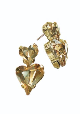 Heart on Heart Drops - Gold on Gold earrings  HU167