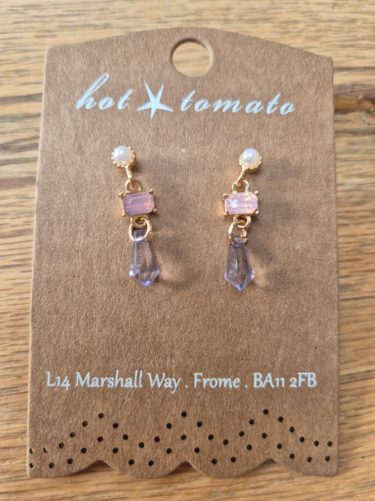 Princess Drop Earring - Old Gold / Faux Pearl & Peach