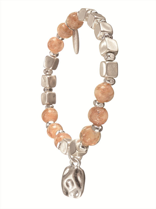 Copper Shimmer W/Bean Drop - Worn Silver/Apricot Sorbet bracelet
