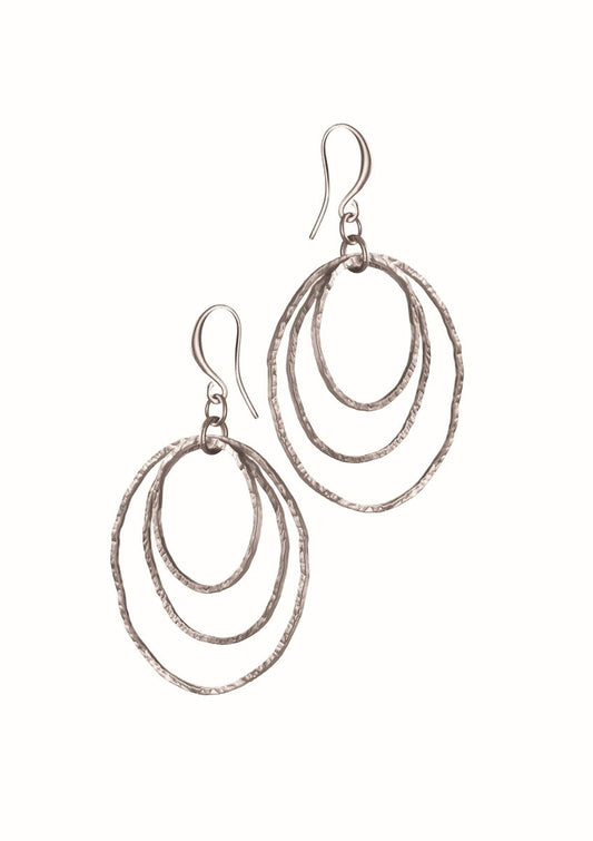 Ripple Effect Suspended Earrings - Matte Silver