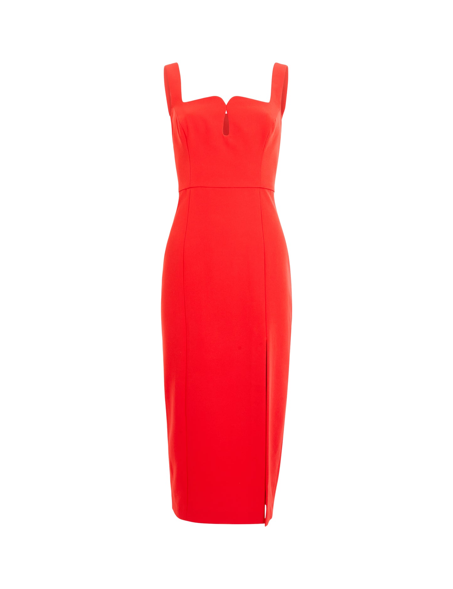 RED ECHO CREPE BUST DETAIL DRESS