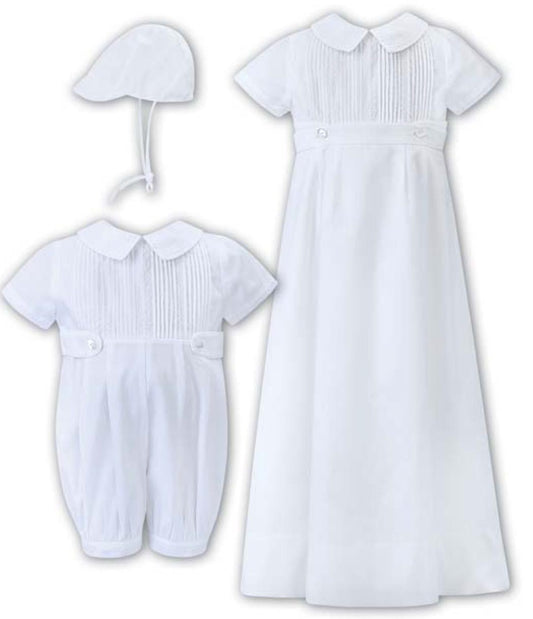 White Christening Robe/Romper combination gown & Bonnet Set