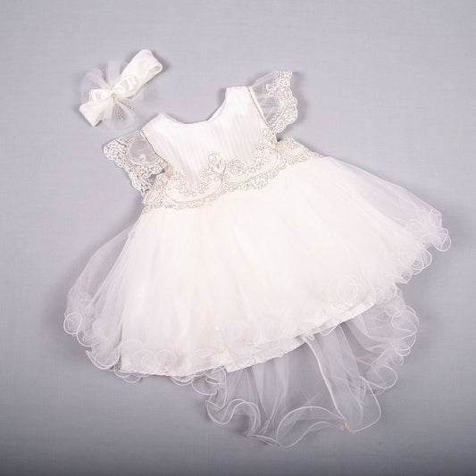 Ivory and silver dimonte short gown 123045