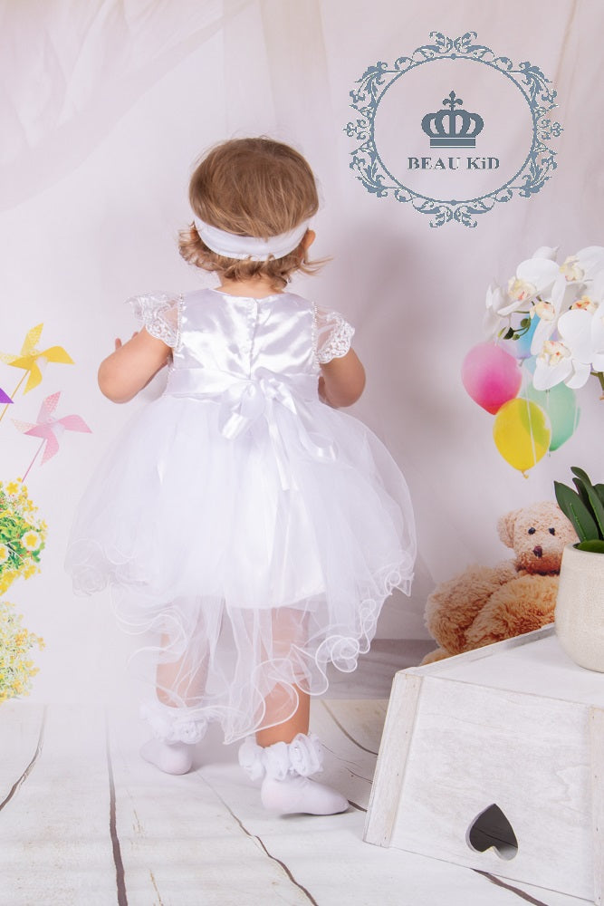 White and silver dimonte short gown 123045