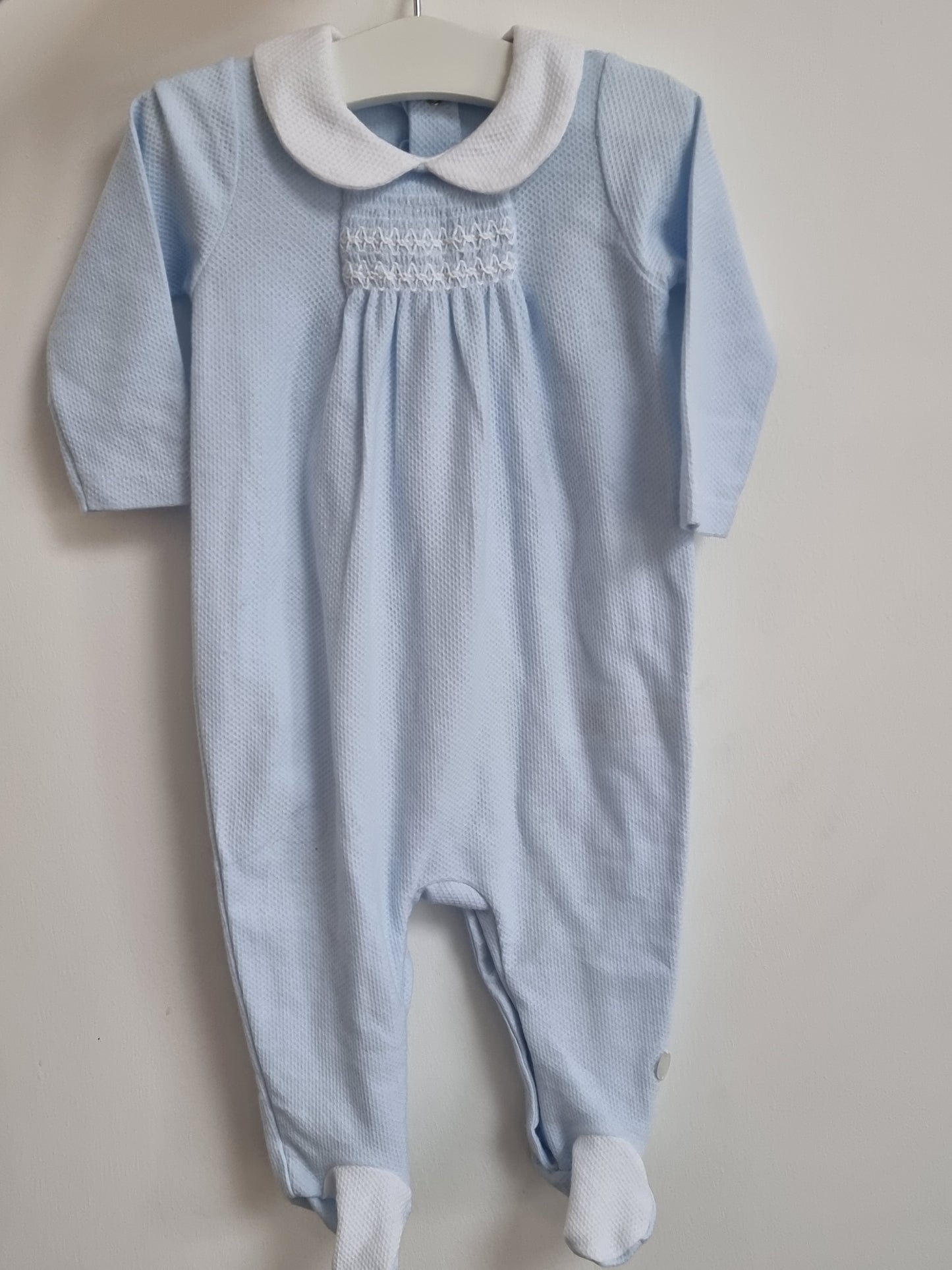 BLUE COTTON PIQUÉ BABYGROW