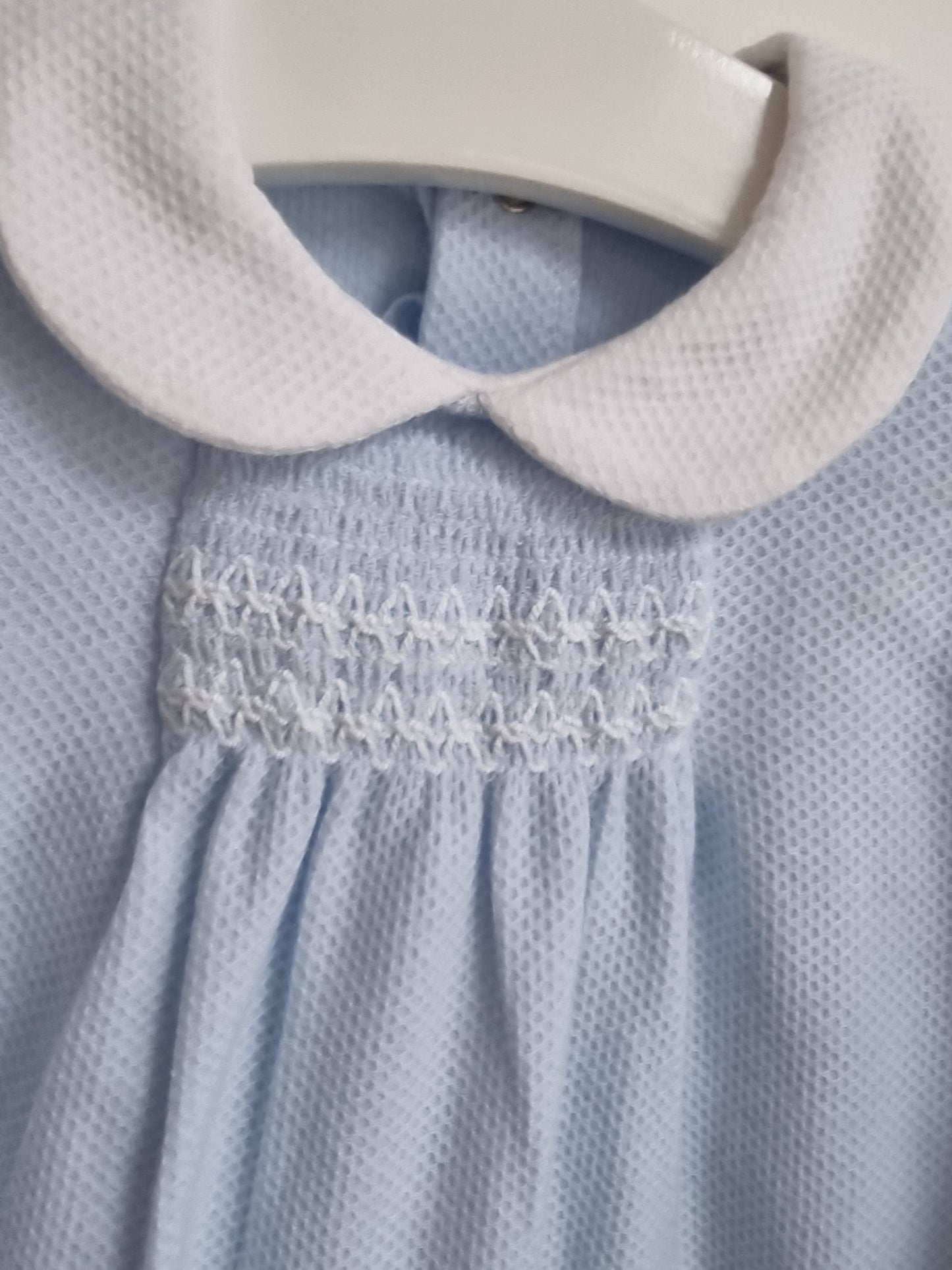 BLUE COTTON PIQUÉ BABYGROW