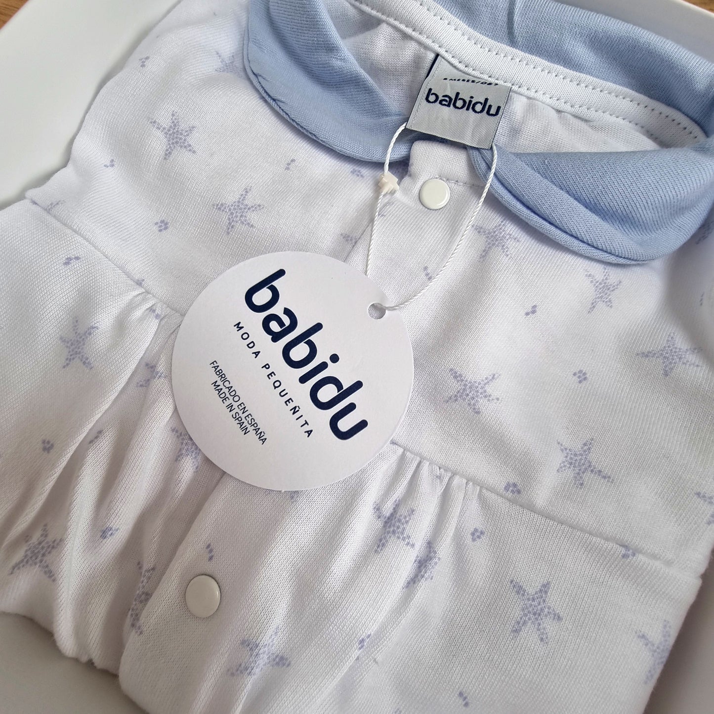 White & Blue Starfish Babygrow