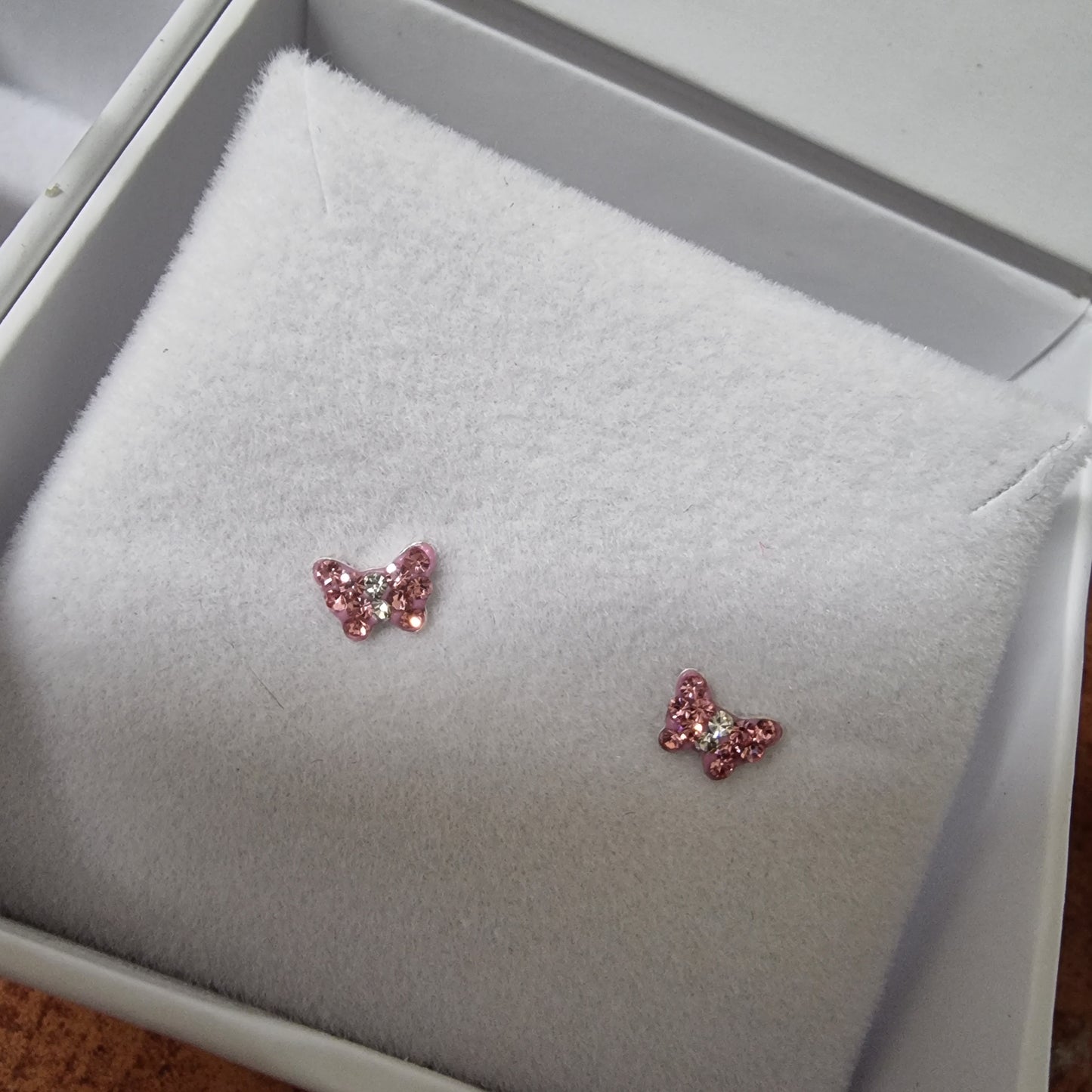 PINK SPARKLE BUTTERFLY EARRINGS