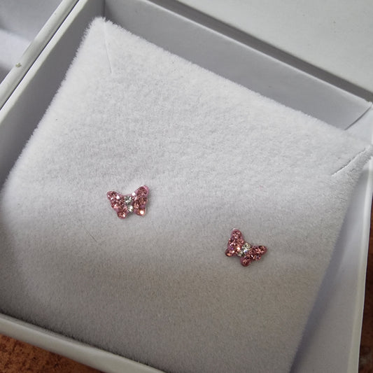PINK SPARKLE BUTTERFLY EARRINGS