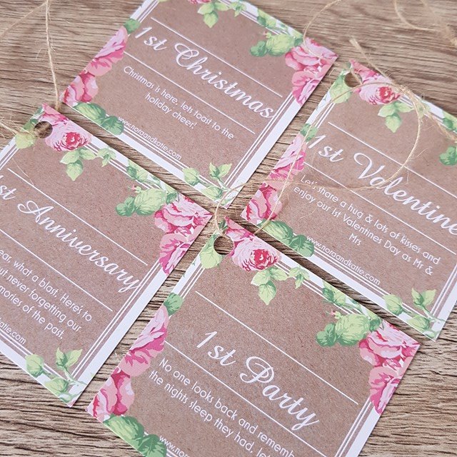 Wedding Gift - A year of firsts drink tags