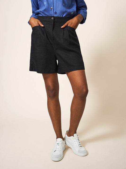 ROWENE LINEN SHORTS BLACK