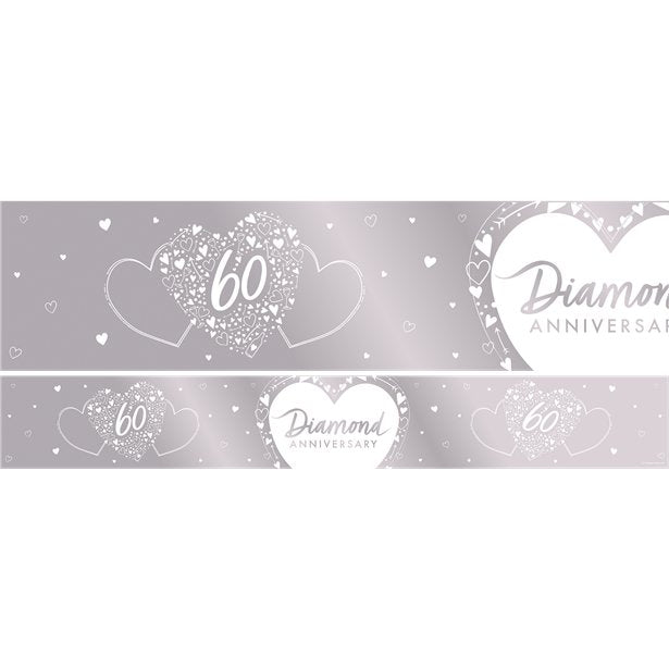 60th Diamond Wedding Anniversary Foil Banner - 2.74m